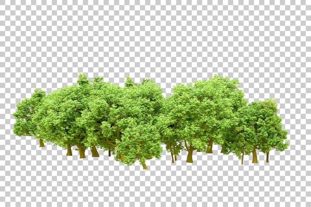 PSD foresta verde isolata su sfondo trasparente illustrazione di rendering 3d