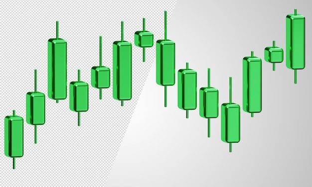 Green Forex Chart 3D Rendered