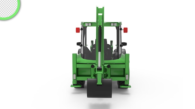 Green forklift with a red top and a white background