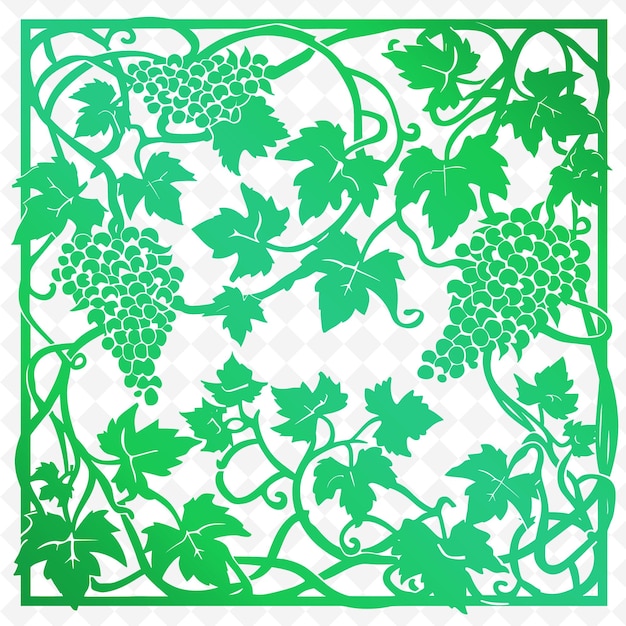 PSD a green frame with grapes and leaves on it