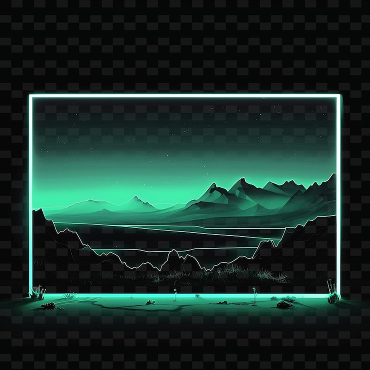 PSD a green frame with mountains in the background