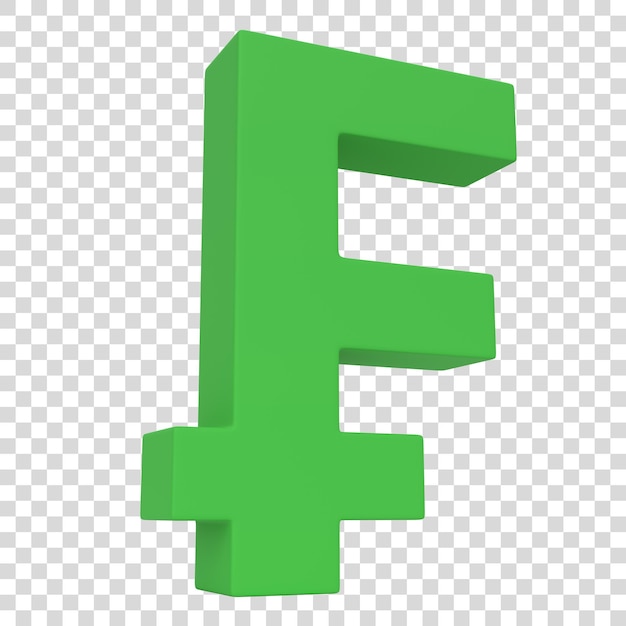 Знак зеленого франка изолирован на белом фоне 3d рендеринг иллюстрации