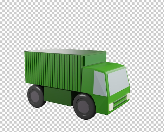 PSD 녹색 화물 트럭 3d 렌더링