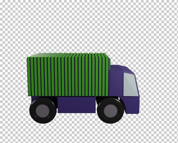 Green freight truck 3D rendering