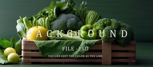 PSD 新鮮な果物と野菜をバスケットに - 健康的なライフスタイルのコンセプト