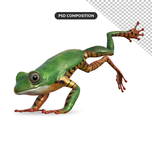 PSD green frog 3d rendering stock