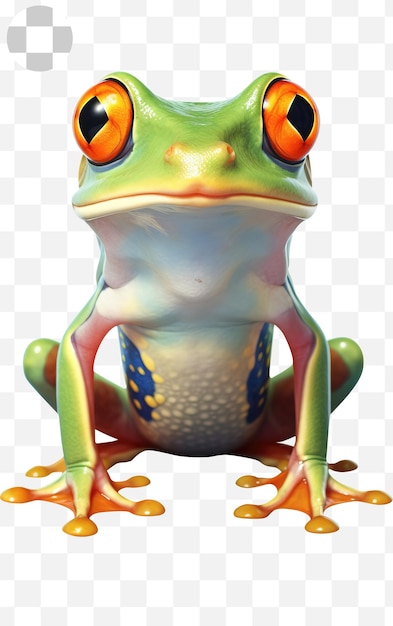 PSD green frog portrait png background