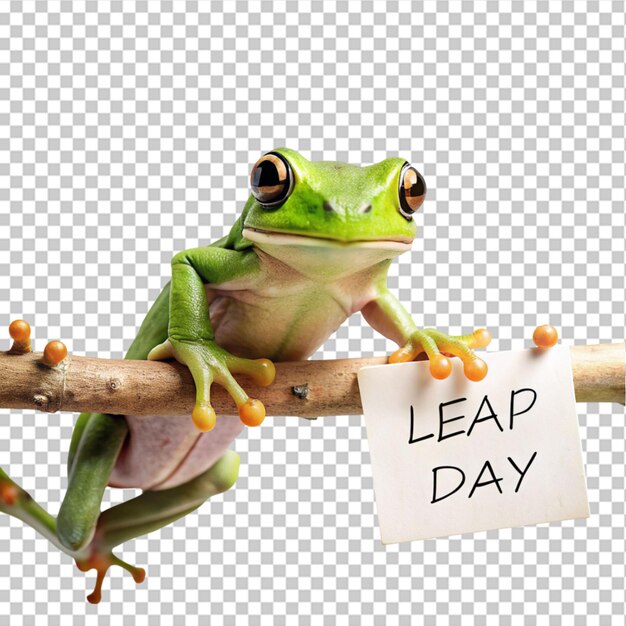 Green frog portrait on transparent background