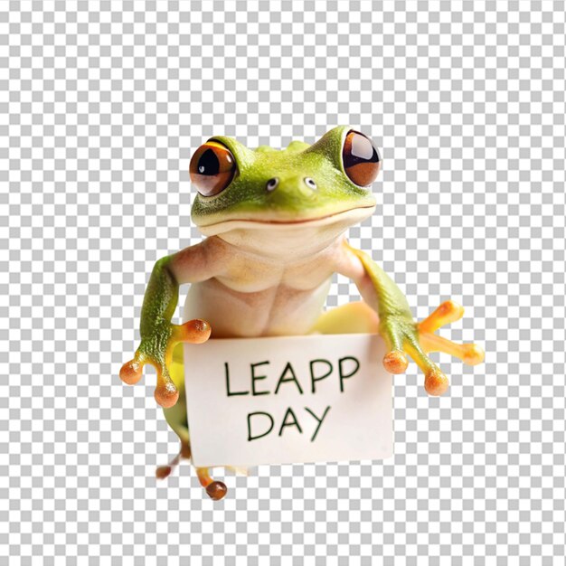 Green frog portrait on transparent background