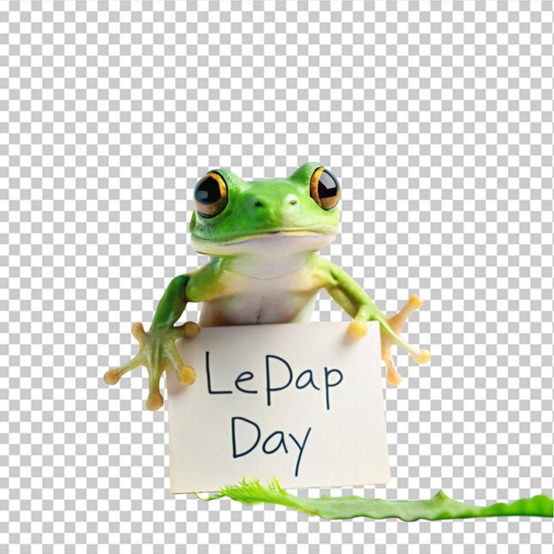 PSD green frog portrait on transparent background