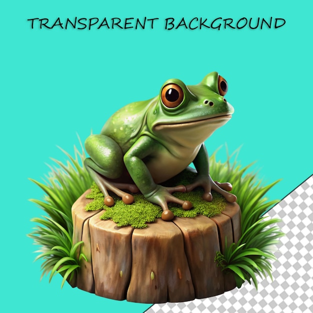 Green frog on transparent