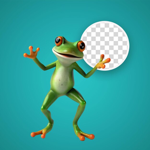 PSD green frog on transparent