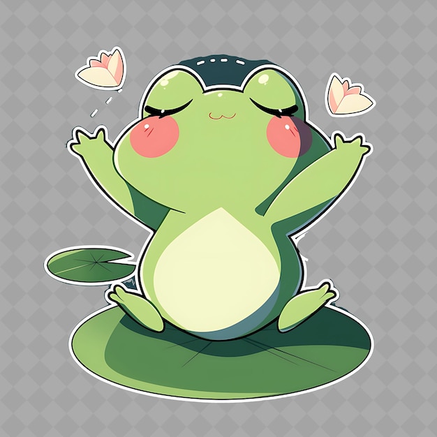 PSD a green frog with hearts in the background