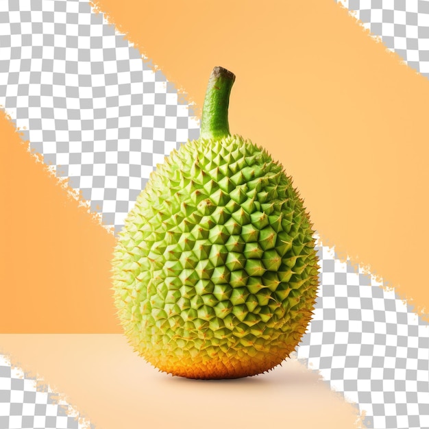 A green fruit that is on a white background