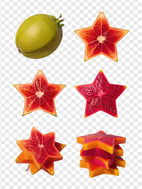 PSD a green fruit with a star on it