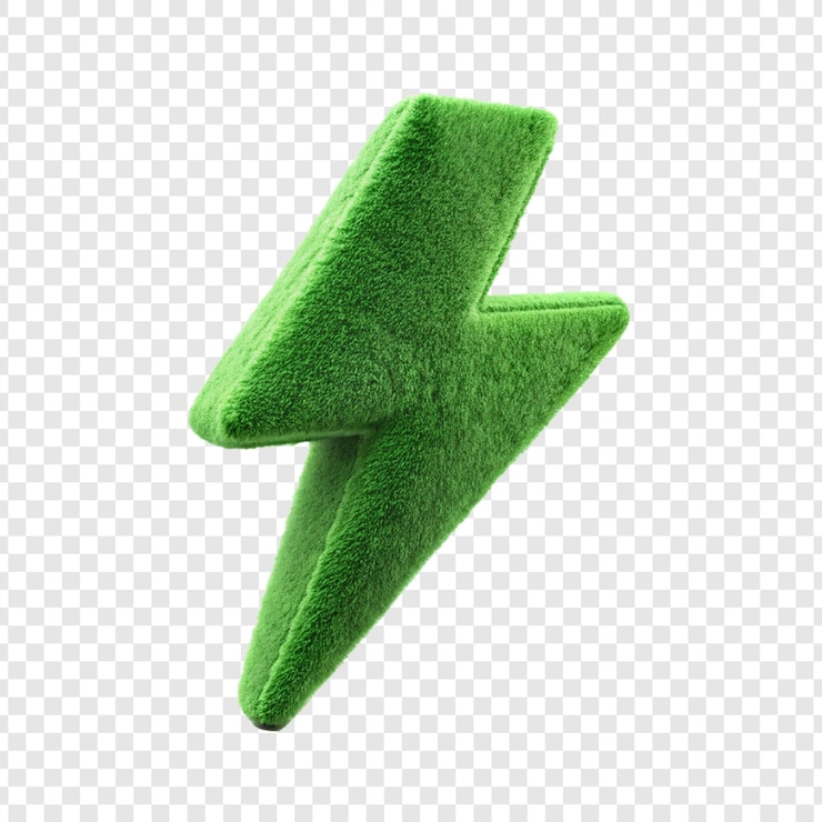 PSD green furry 3d lightning bolt icon