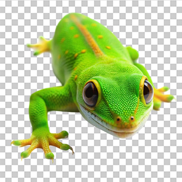 PSD green gecko isolated on transparent background