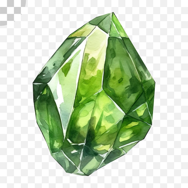 Green gemstone watercolor transparent background