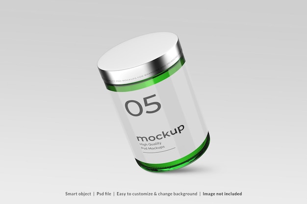 Green glass jar mockup