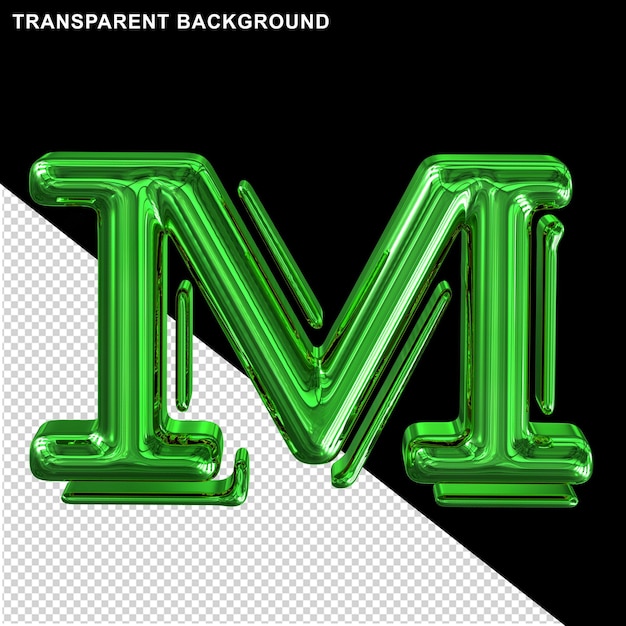 Green glossy capital letter m