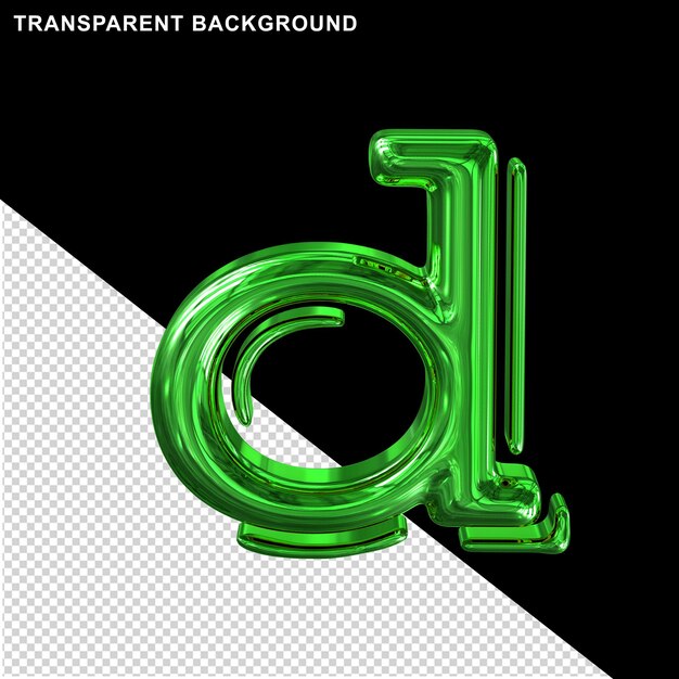 緑の光沢のある文字d