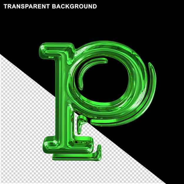 Green glossy letter p