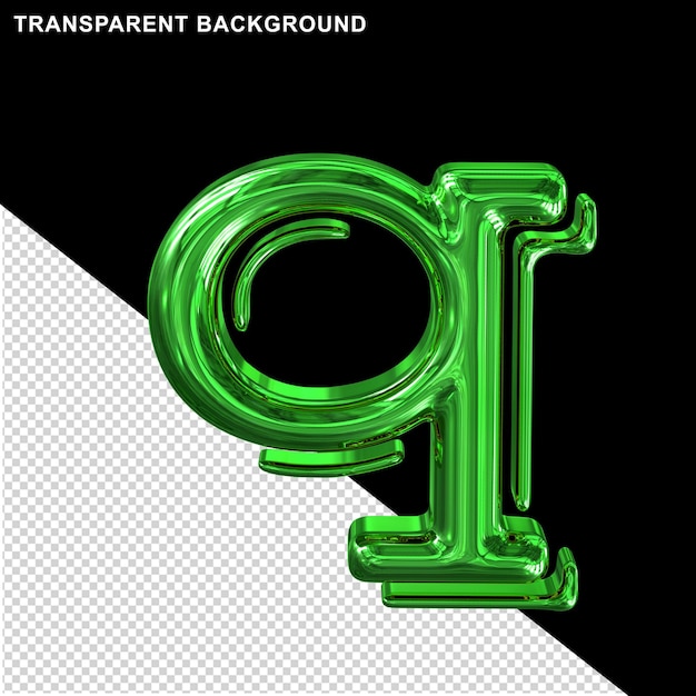 Green glossy letter q