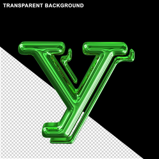 Premium PSD  Green glossy letter y