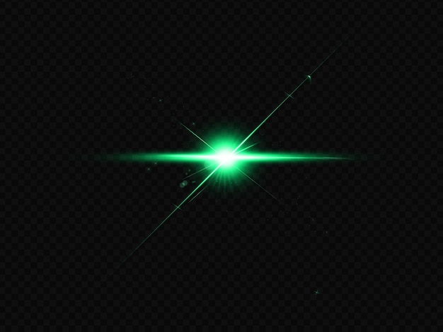 Green glowing light effect on a transparent background lens flare illustration