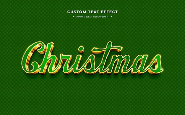 PSD green and gold christmas 3d text style effect