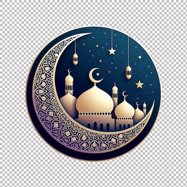 Green and gold color eid mubarak islamic design concept transparent background premium psd