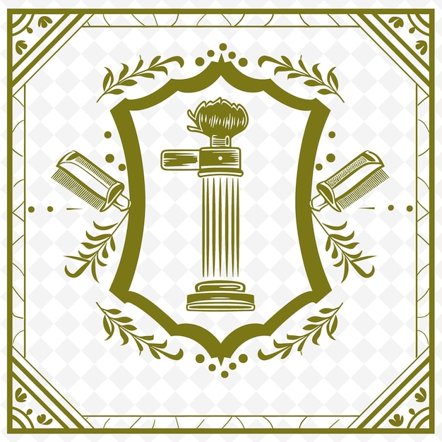 PSD a green and gold shield with books on it