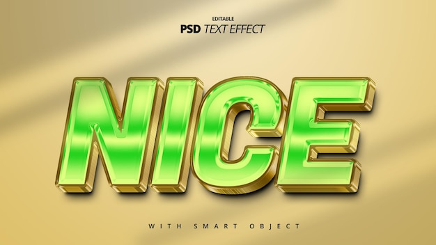 Green golden nice shiny 3d text effect template design