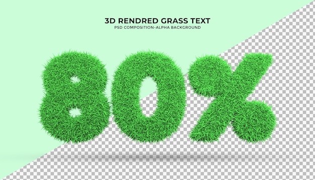 Green grass of 80 word in 3d rendering