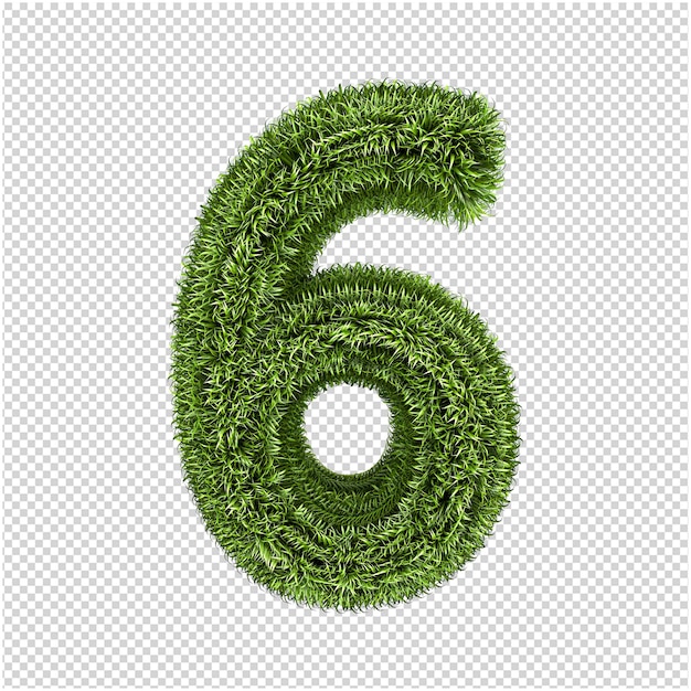 Rendering 3d di numero di erba verde