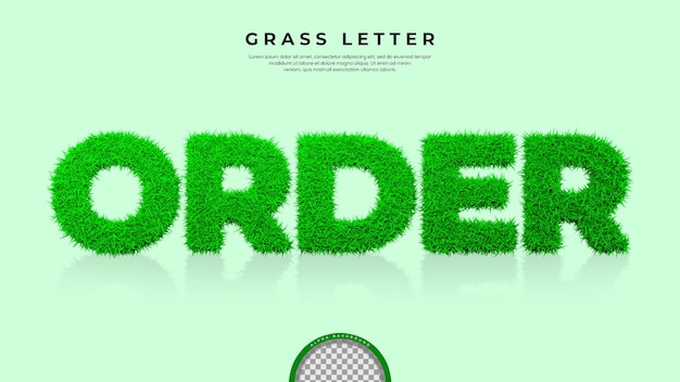 Green Grass of Order Word in 3D-rendering