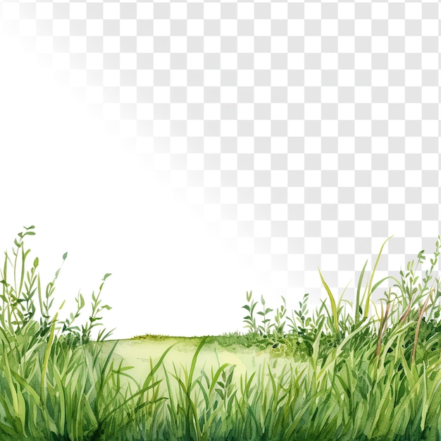 PSD green grass with border lower right watercolor transparent background