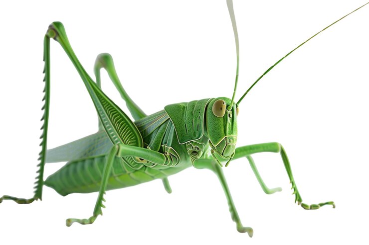 PSD green grasshopper isolated on white background studio photo for design aig57