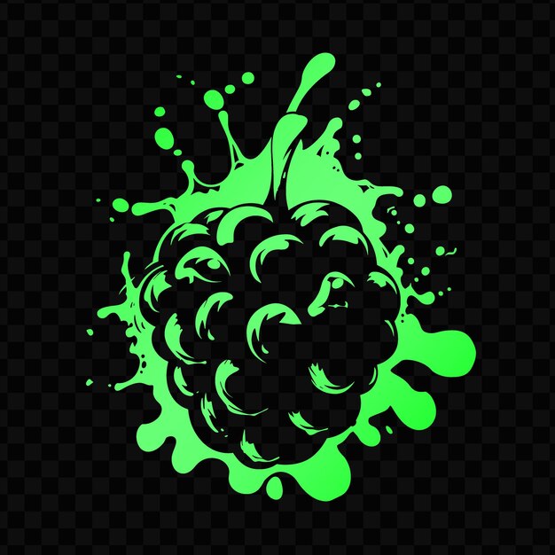 A green and green splash of liquid with green splashes on a transparent background