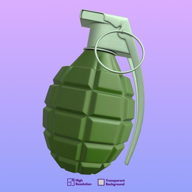 PSD a green grenade with transparent background