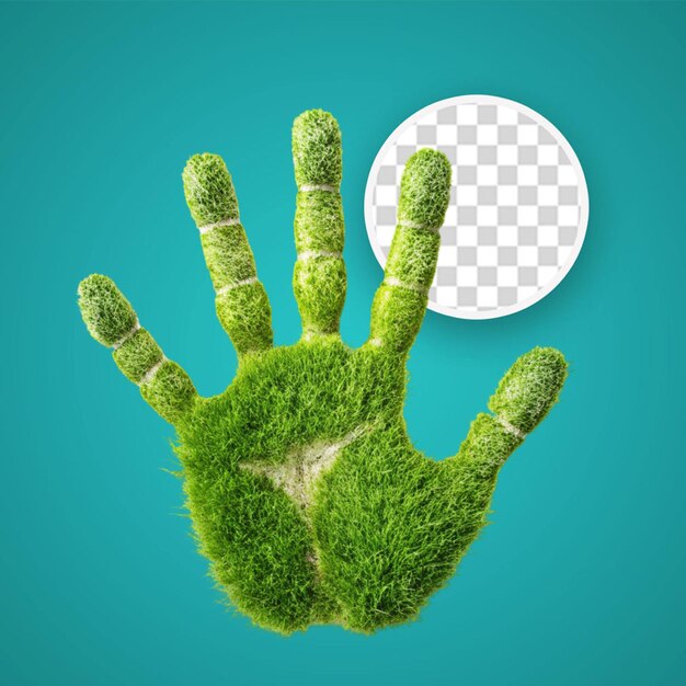 Green hand print isolated on transparent background