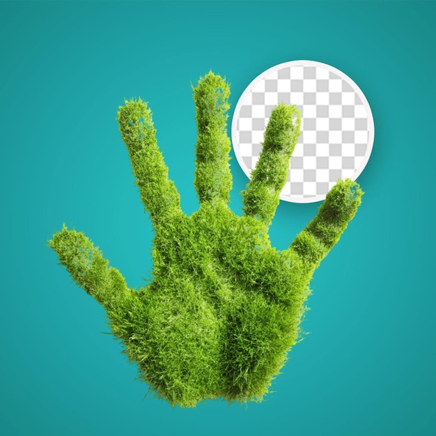 PSD green hand print isolated on transparent background