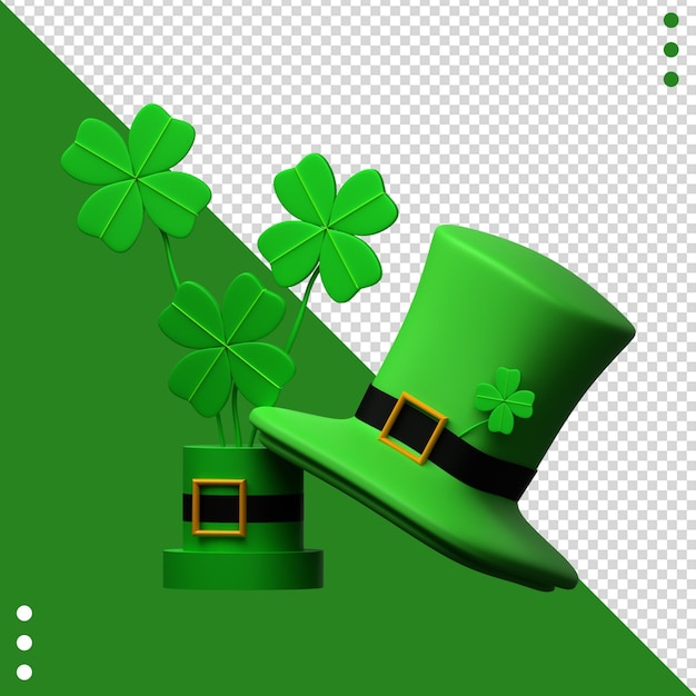 a green hat with four leaves of clovers on it