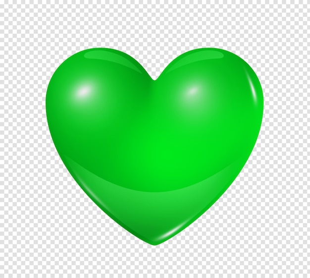 PSD green heart isolated on transparent background