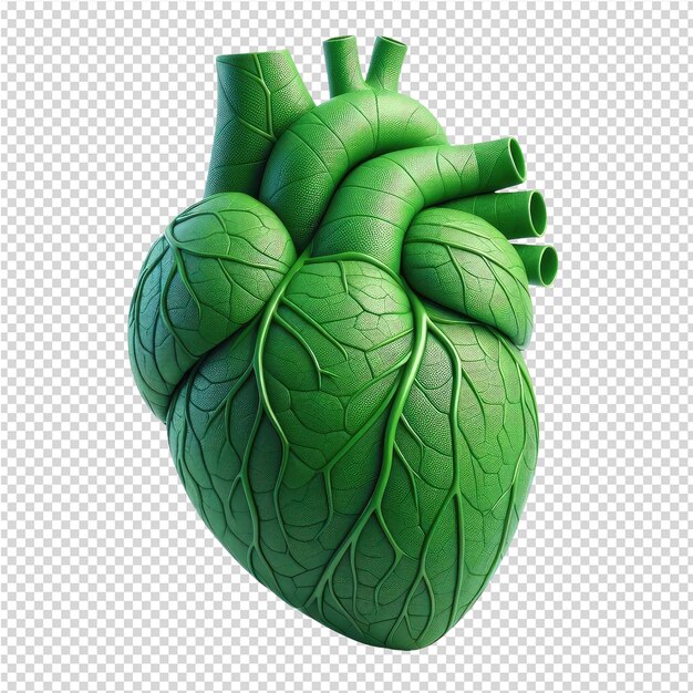 A green heart made by a human heart