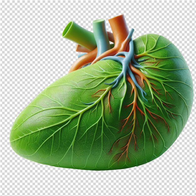 PSD a green heart with a blue line through it