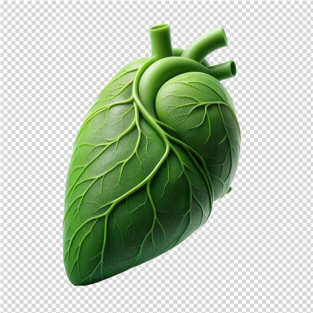 A green heart with a leaf on it