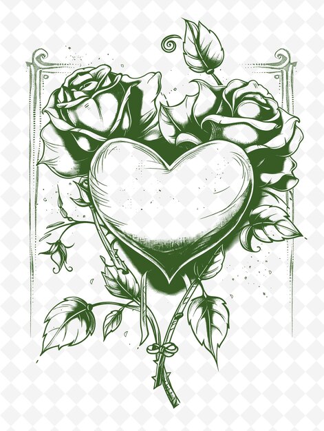 A green heart with roses in the middle