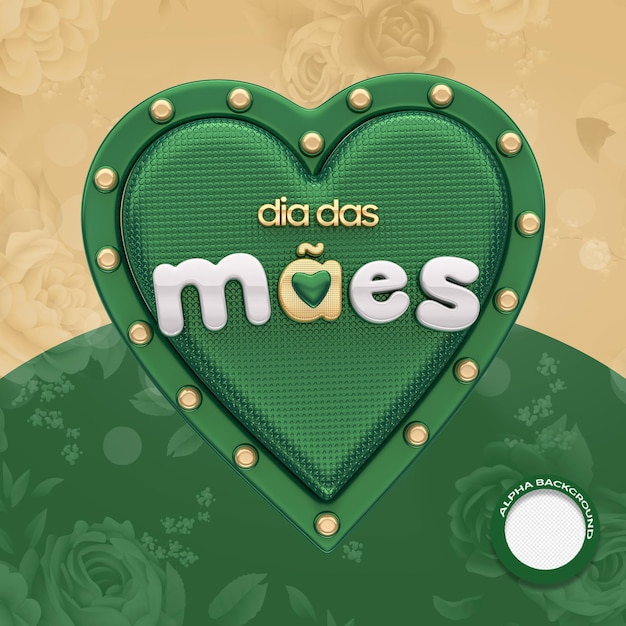 PSD un cuore verde con sopra la scritta dias embers