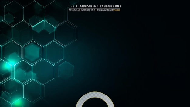 PSD 透明な背景の緑の六角形のネットワーク